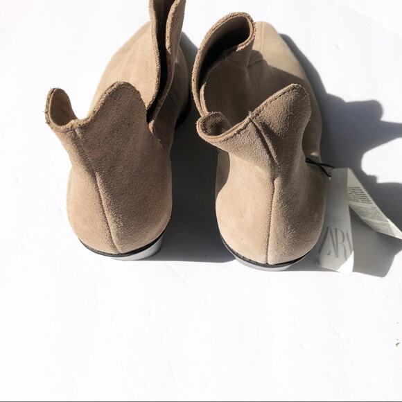 NEW Zara Beige Suede Cowboy Boots - Picture 9 of 9